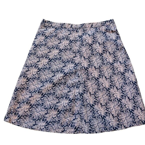 GAP Dresses & Skirts - Gap Vintage Cotton Knee Length A Line Zip Side Dark Blue Pink Lined Skirt